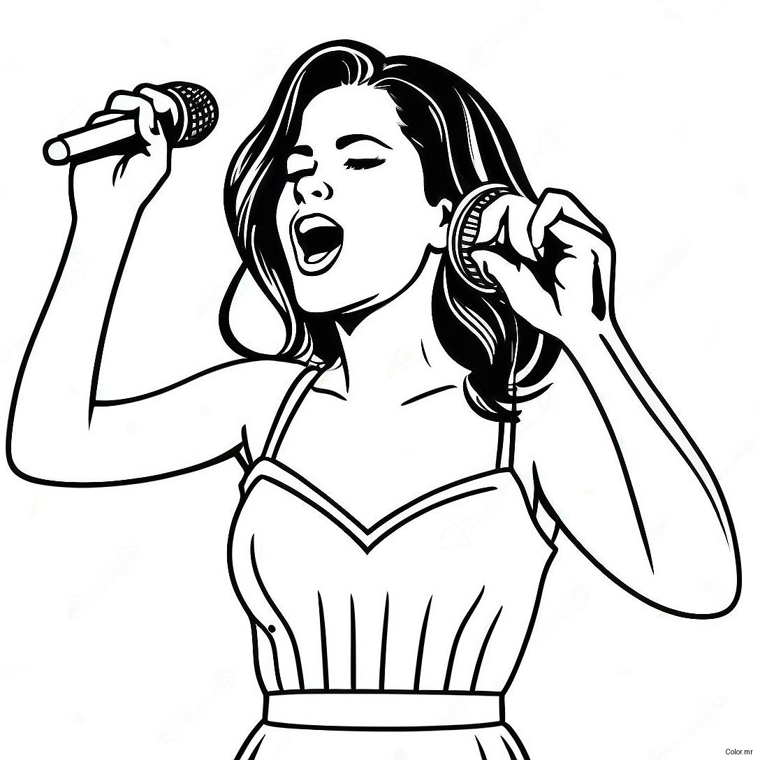 Selena Singing On Stage Coloring Page 10978 8999