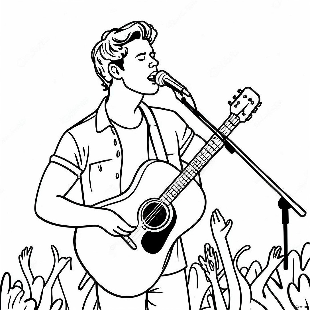 Shawn Mendes Singing On Stage Coloring Page 61497 50977