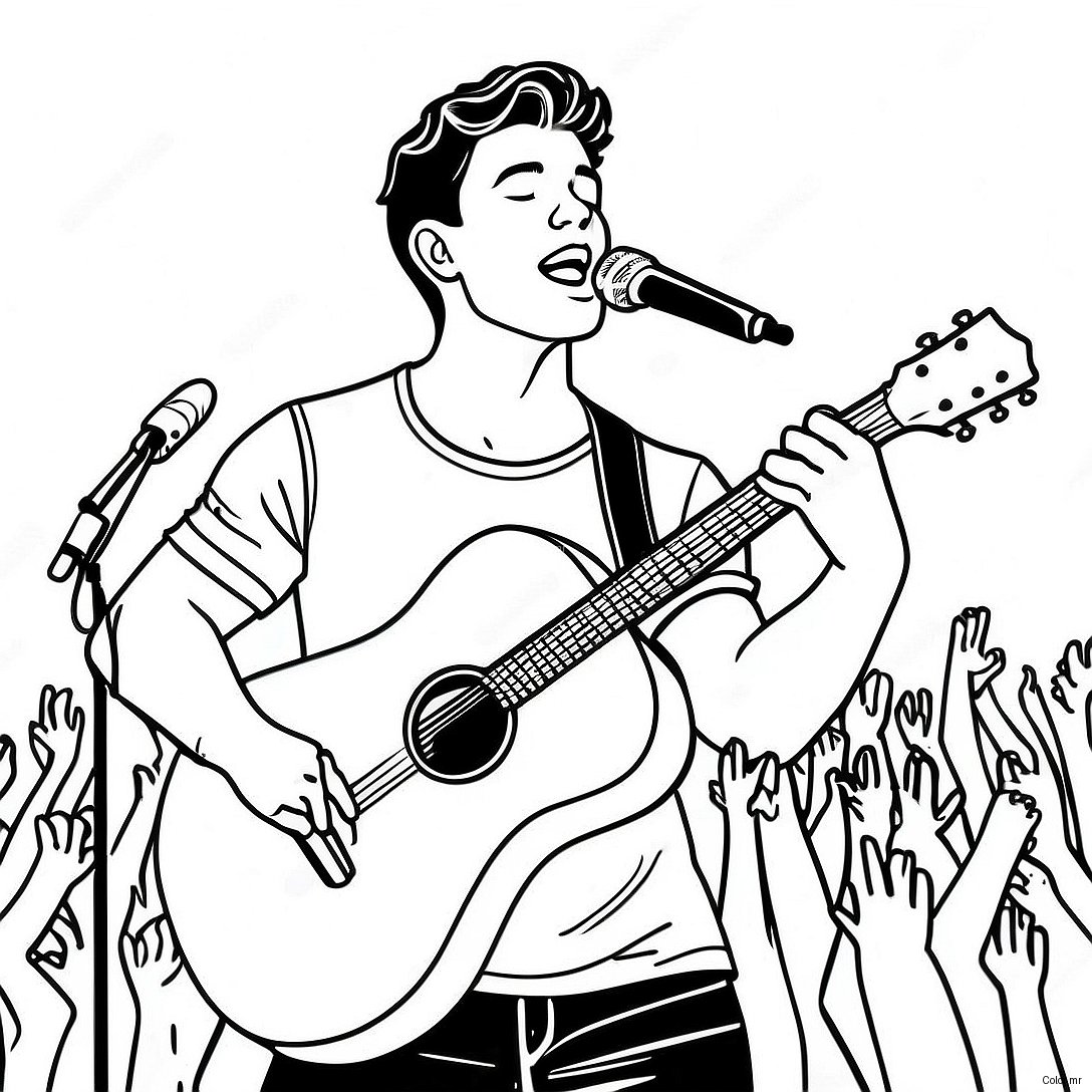 Shawn Mendes Singing On Stage Coloring Page 61497 50978