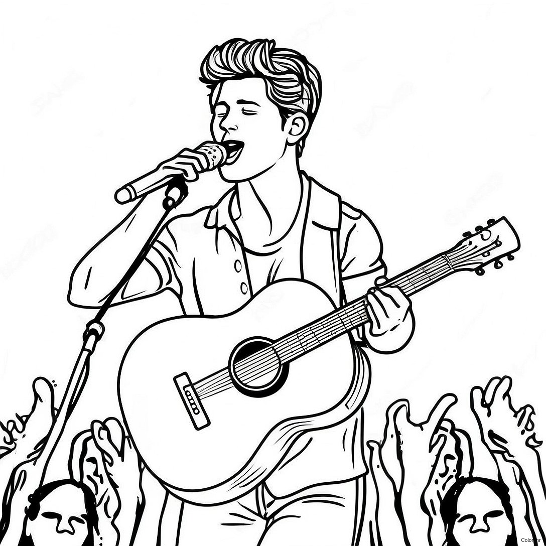 Shawn Mendes Singing On Stage Coloring Page 61497 50980