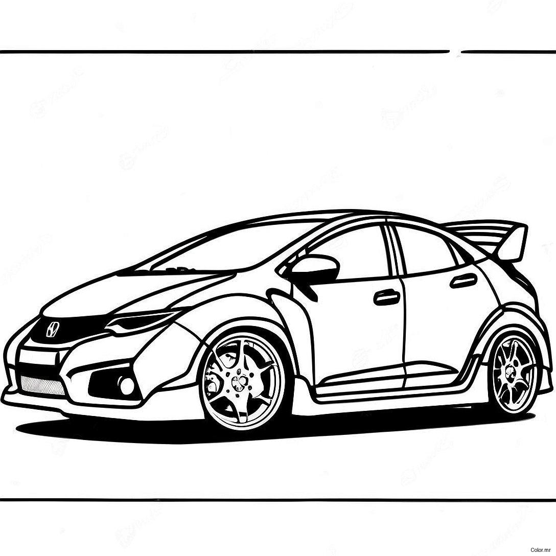 Sporty Honda Civic Type R Coloring Page 56702 47129