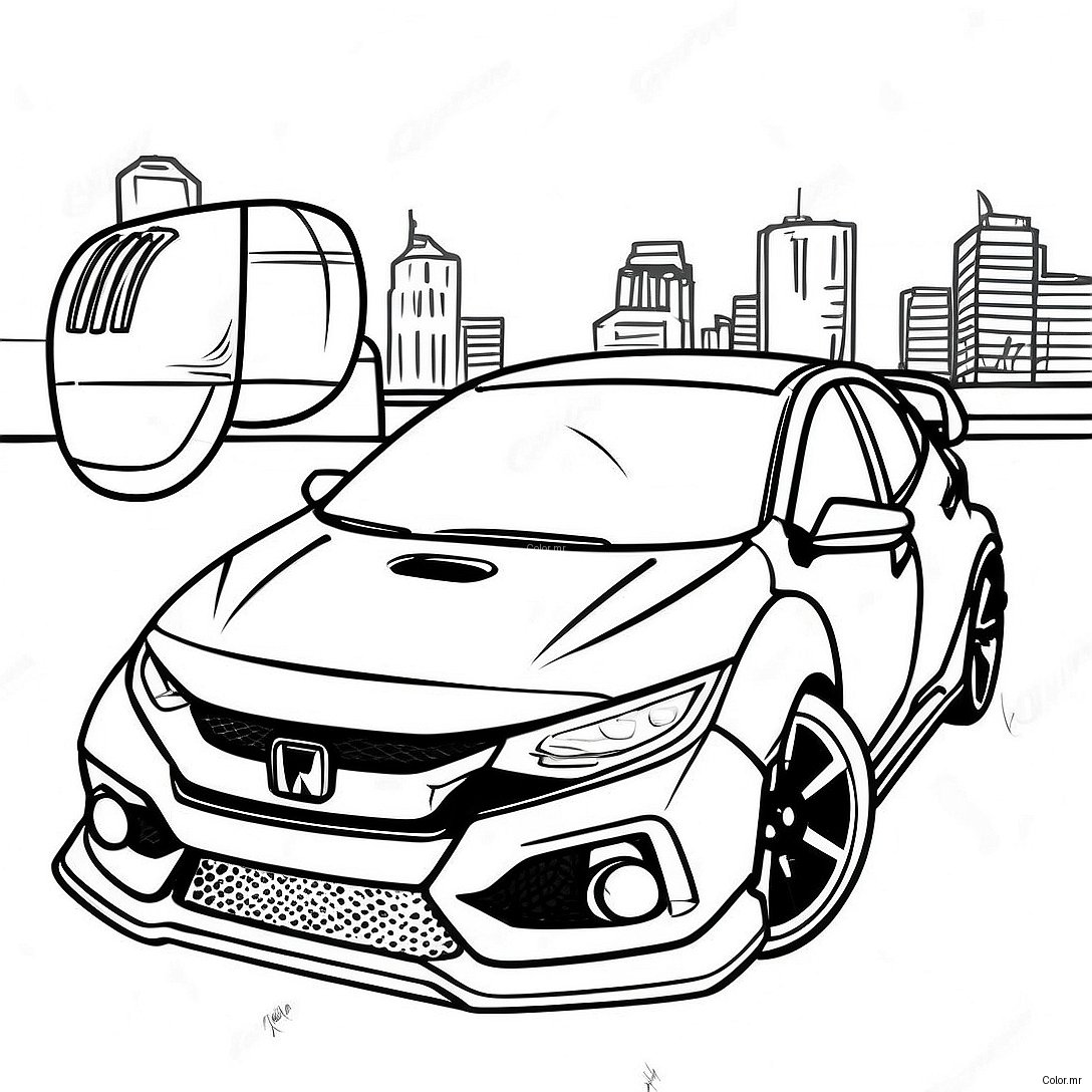 Sporty Honda Civic Type R Coloring Page 56702 47131