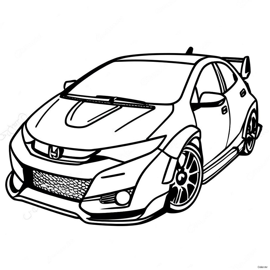 Sporty Honda Civic Type R Coloring Page 56702 47132