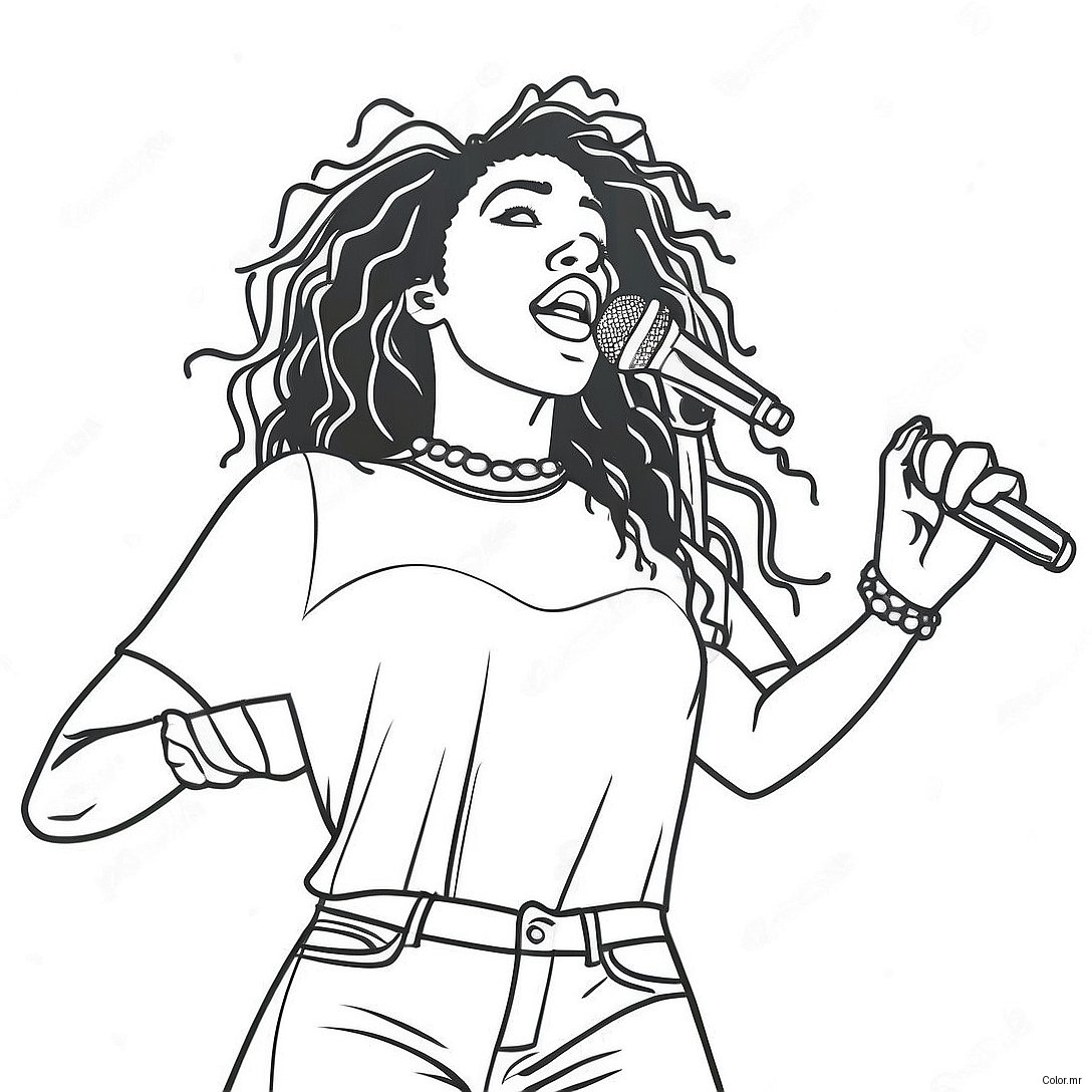 Sza Performing On Stage Coloring Page 34573 28798