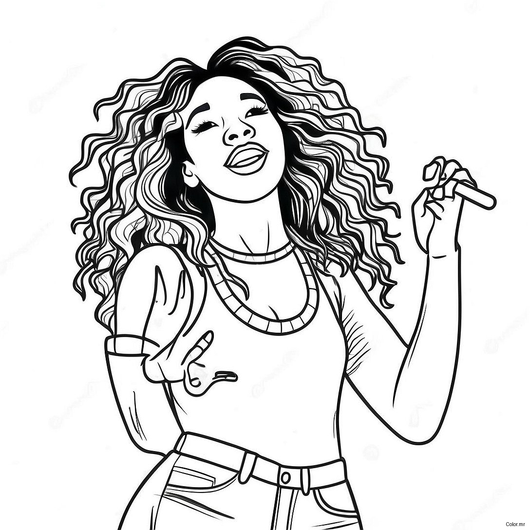 Sza Performing On Stage Coloring Page 34573 28799