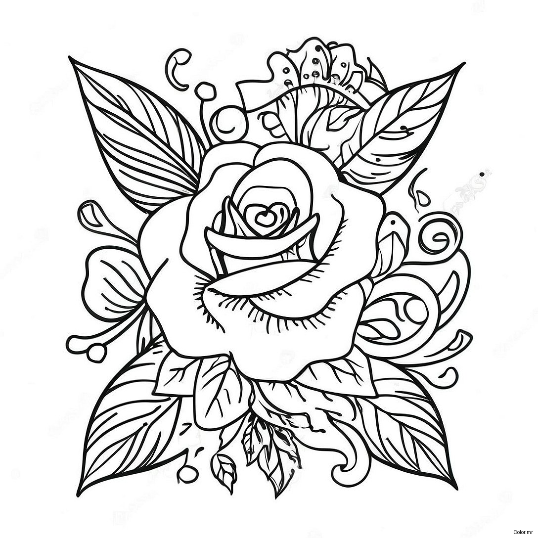 Vintage American Traditional Tattoo Designs Coloring Page 37977 31595