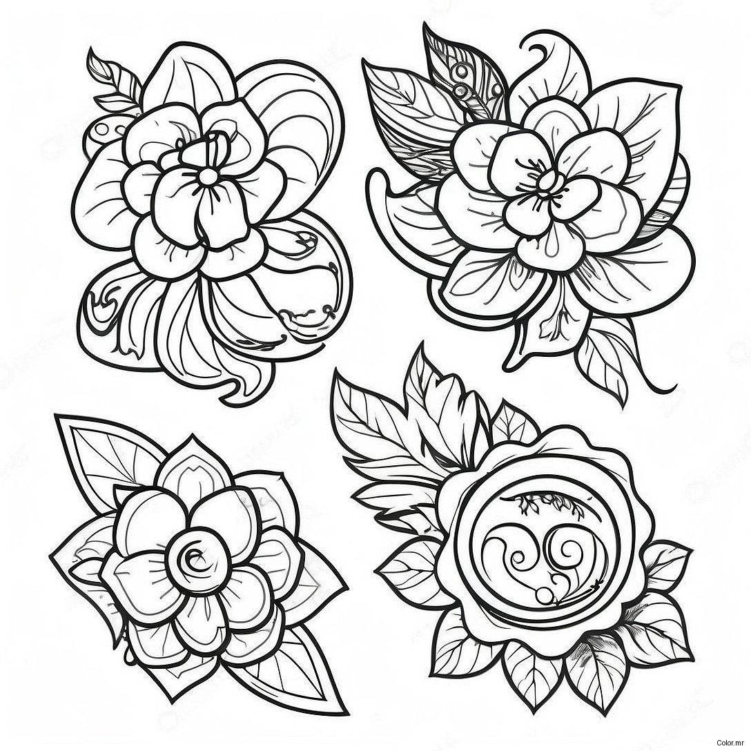 Vintage American Traditional Tattoo Designs Coloring Page 37977 31596