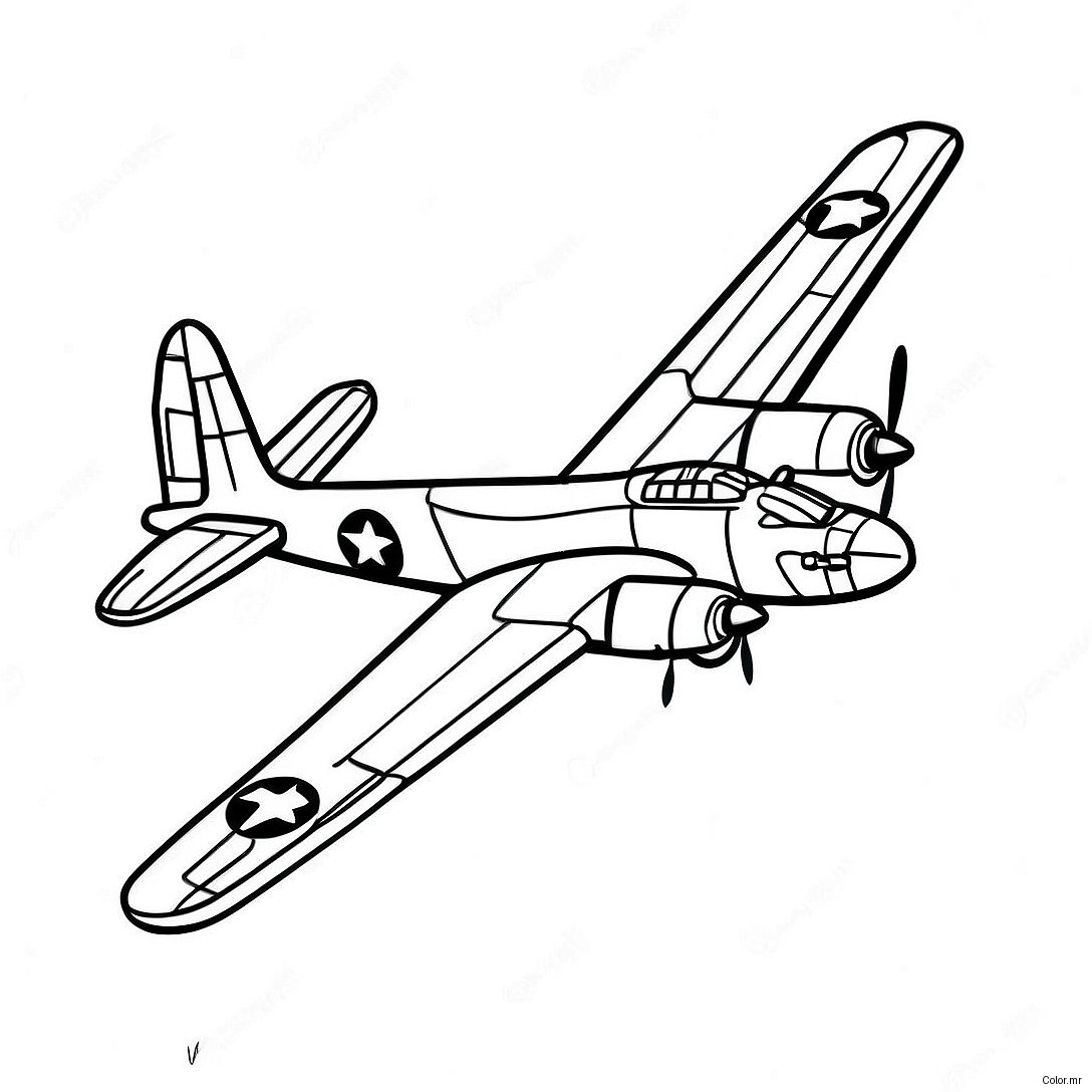 Vintage B 17 Bomber In Flight Coloring Page 74396 61382