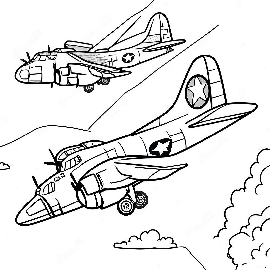 Vintage B 17 Bomber In Flight Coloring Page 74396 61383