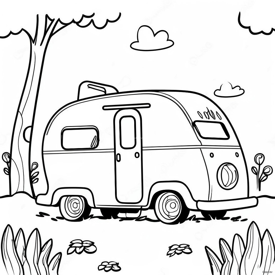 Vintage Camper In Nature Coloring Page 6405 5120
