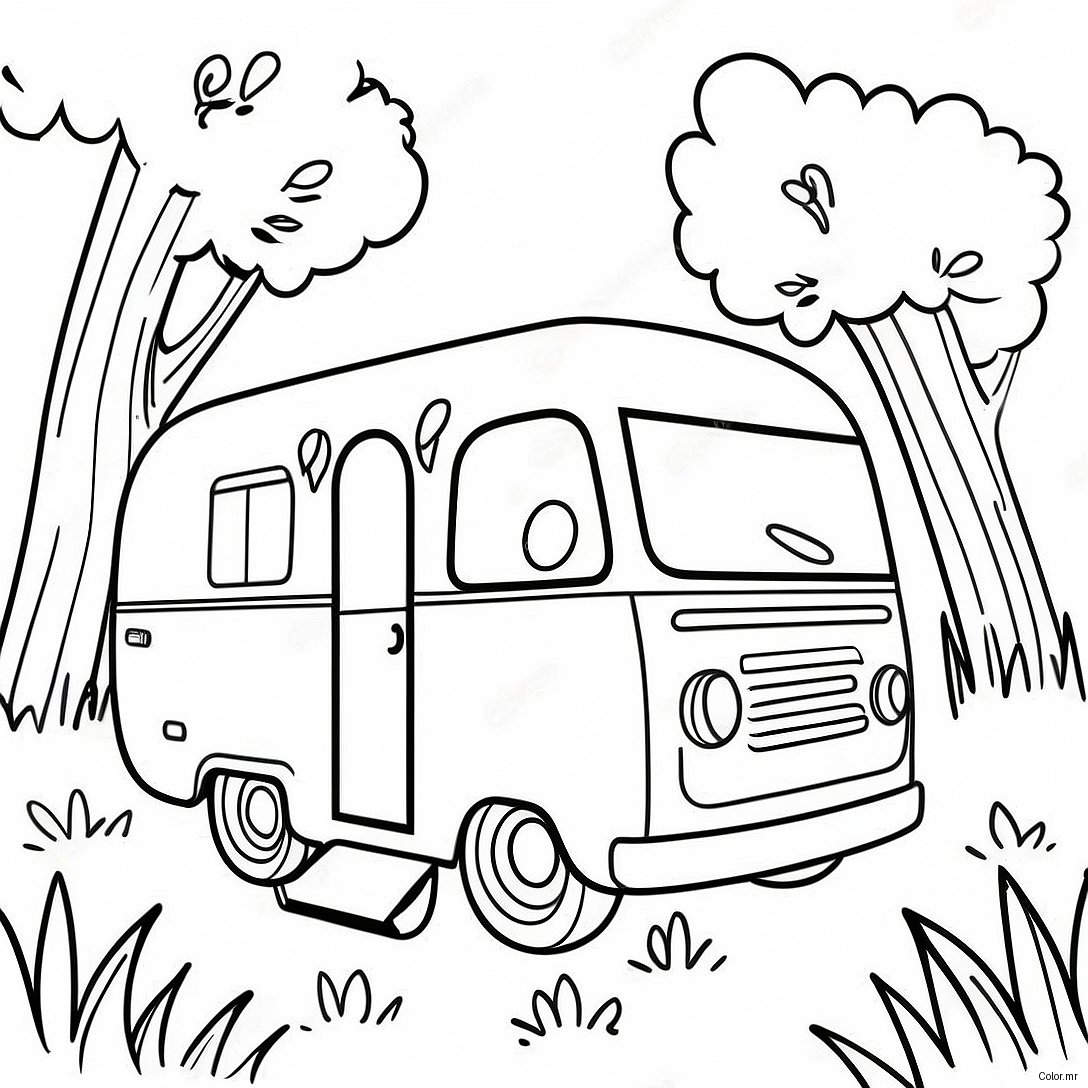 Vintage Camper In Nature Coloring Page 6405 5213