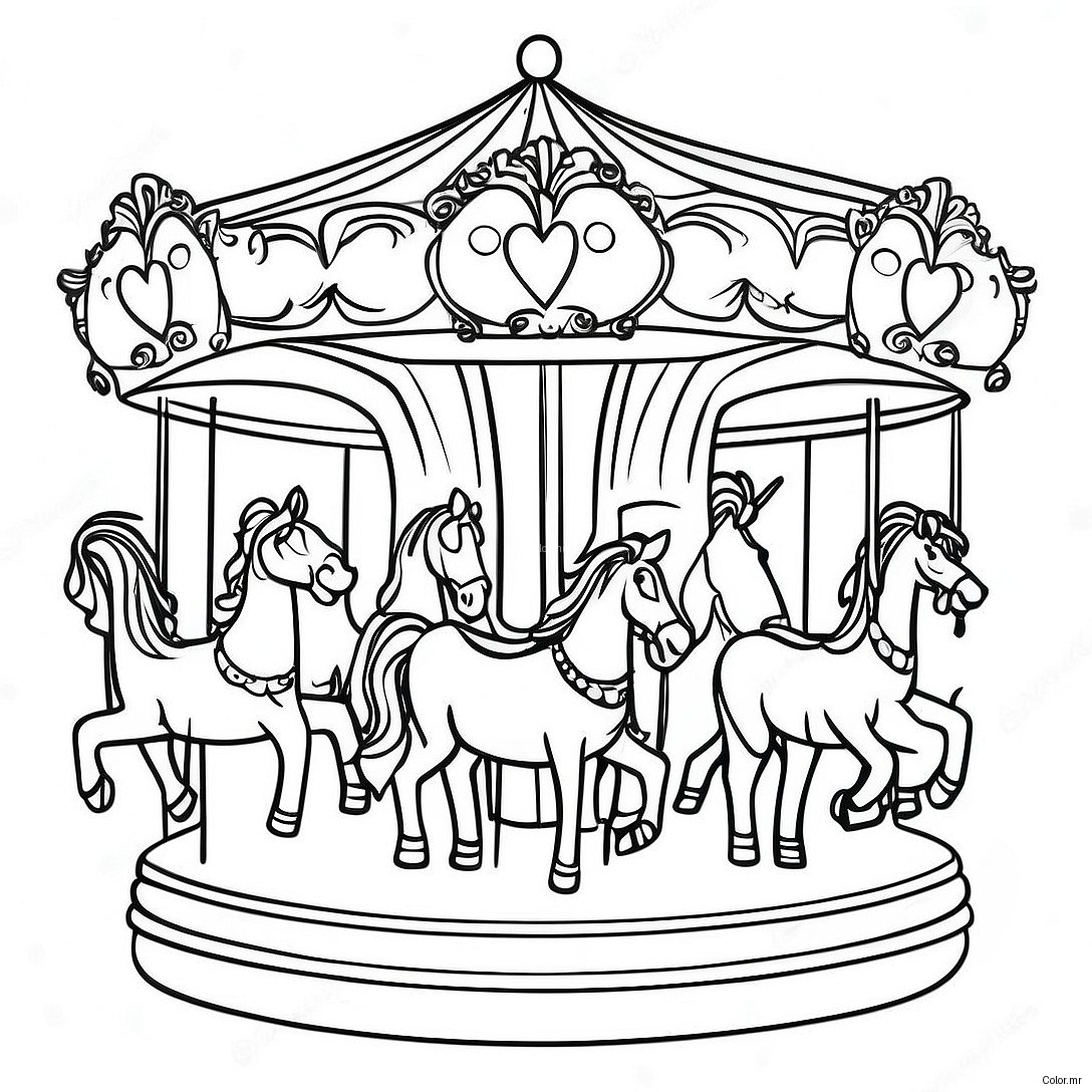 Vintage Carousel Scene Coloring Page 32250 16699