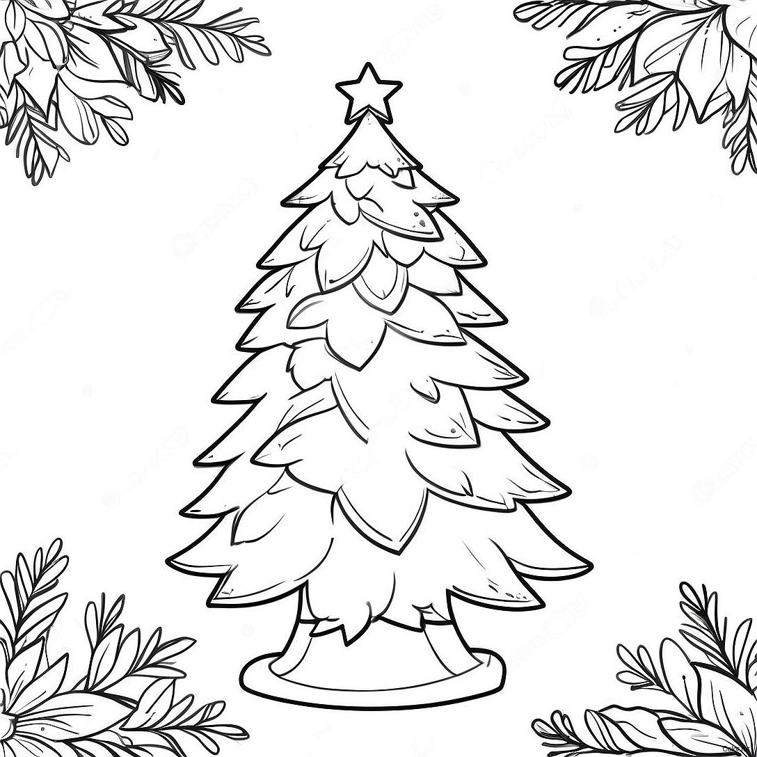 Vintage Christmas Tree Coloring Page 10607 8698