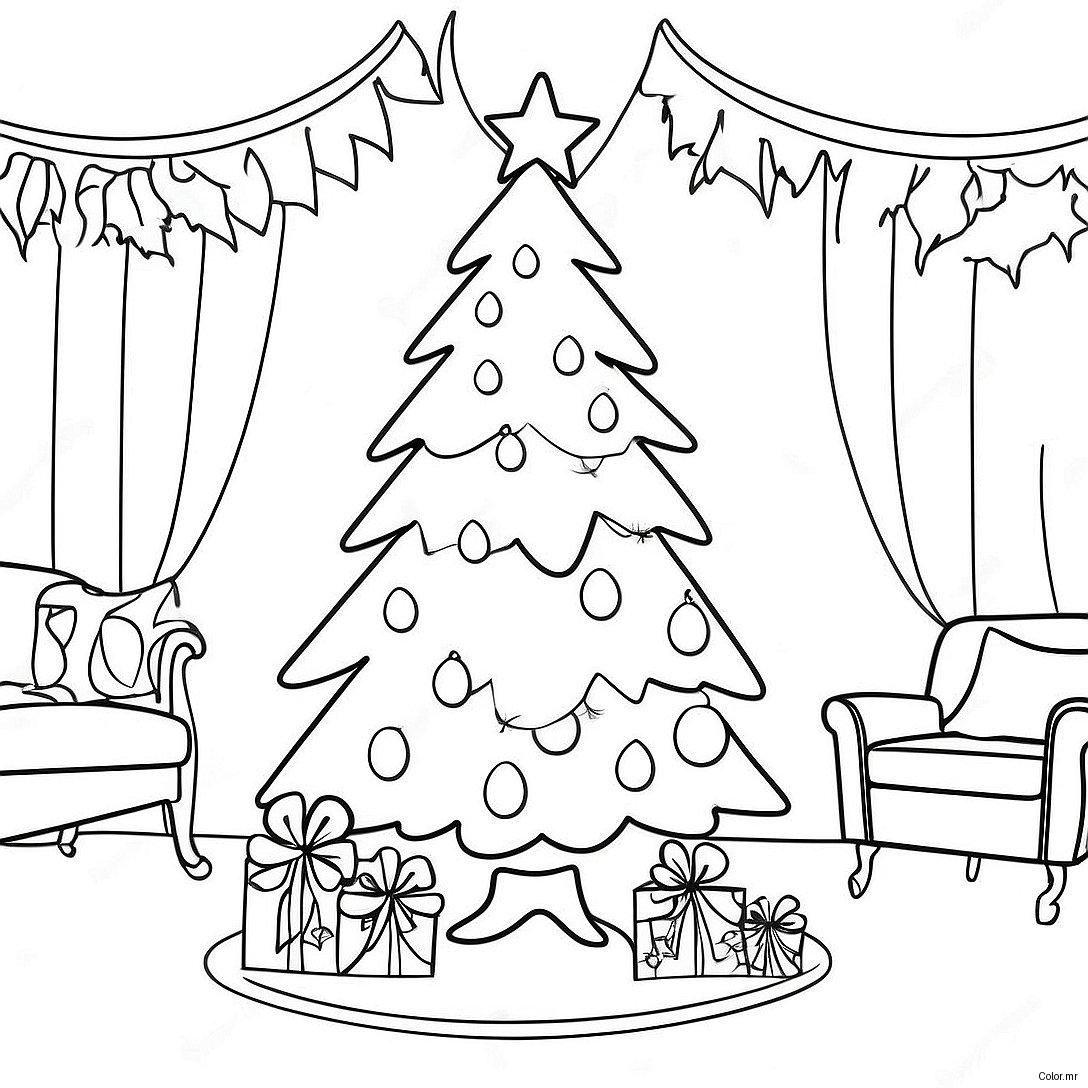 Vintage Christmas Tree Coloring Page 10607 8699