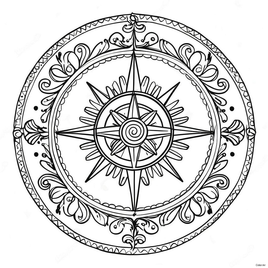 Vintage Compass Coloring Page 33722 17853