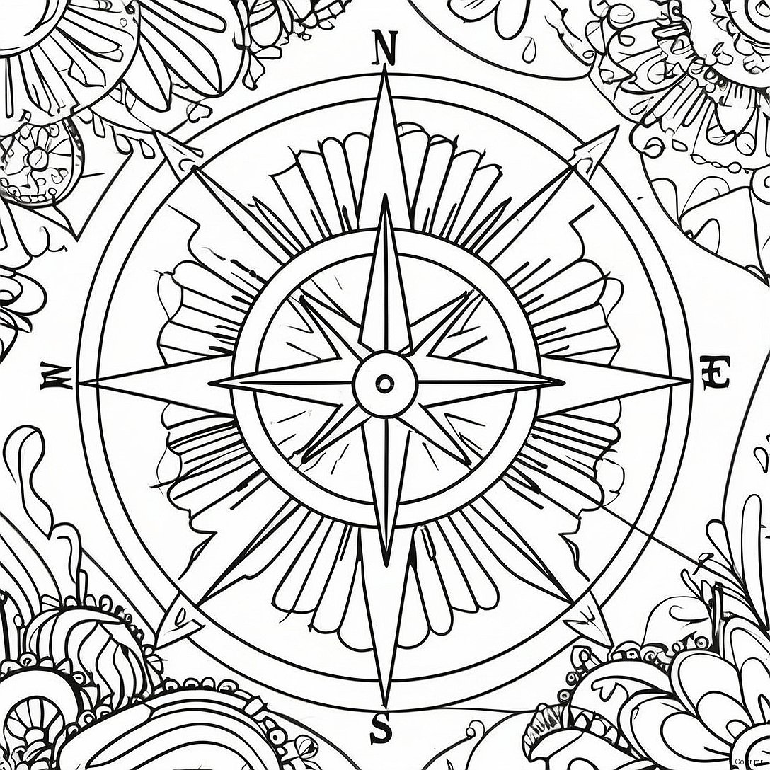 Vintage Compass Coloring Page 33722 17855