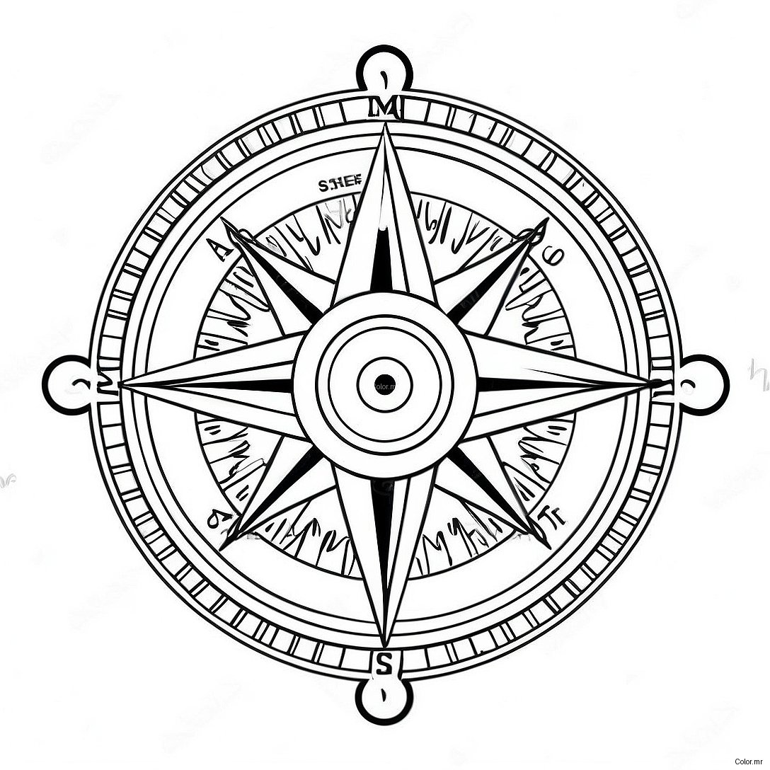 Vintage Compass Coloring Page 33722 17856
