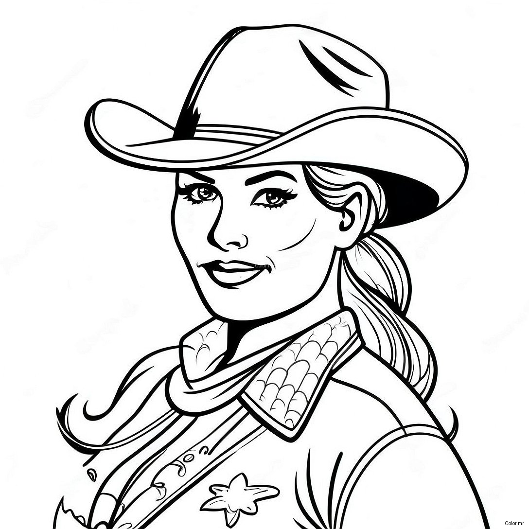 Vintage Cowgirl With Lasso Coloring Page 38727 32186