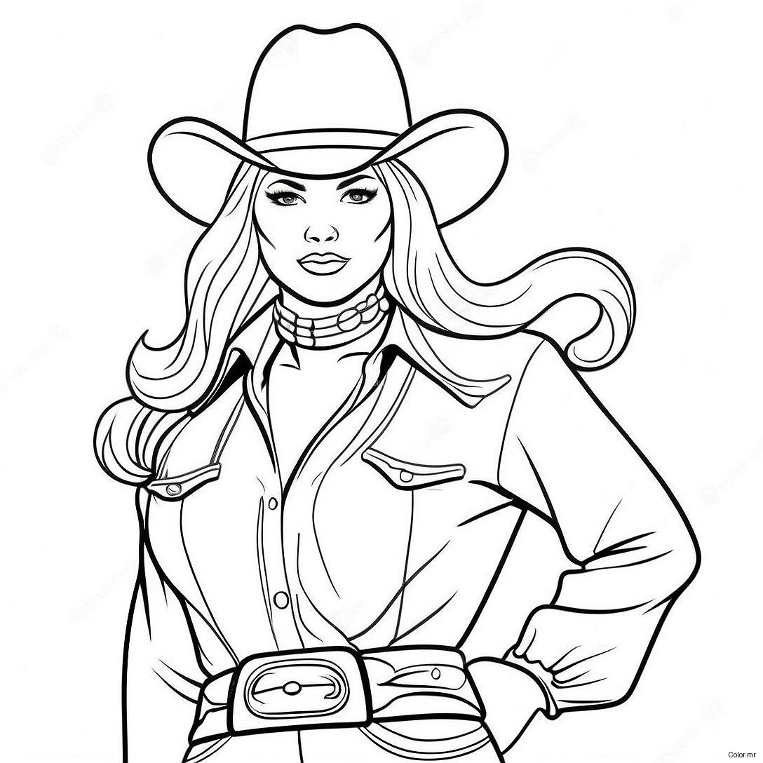 Vintage Cowgirl With Lasso Coloring Page 38727 32187