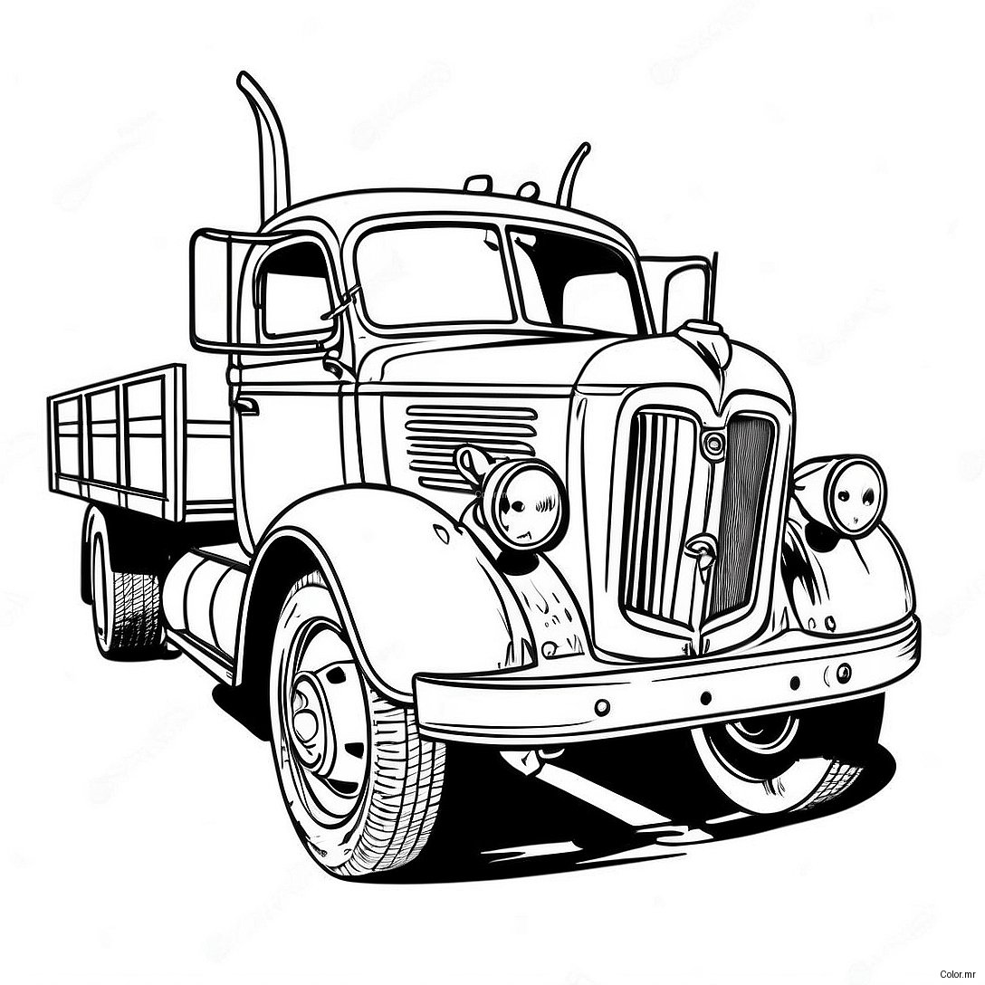 Vintage Flatbed Truck Coloring Page 48335 40165