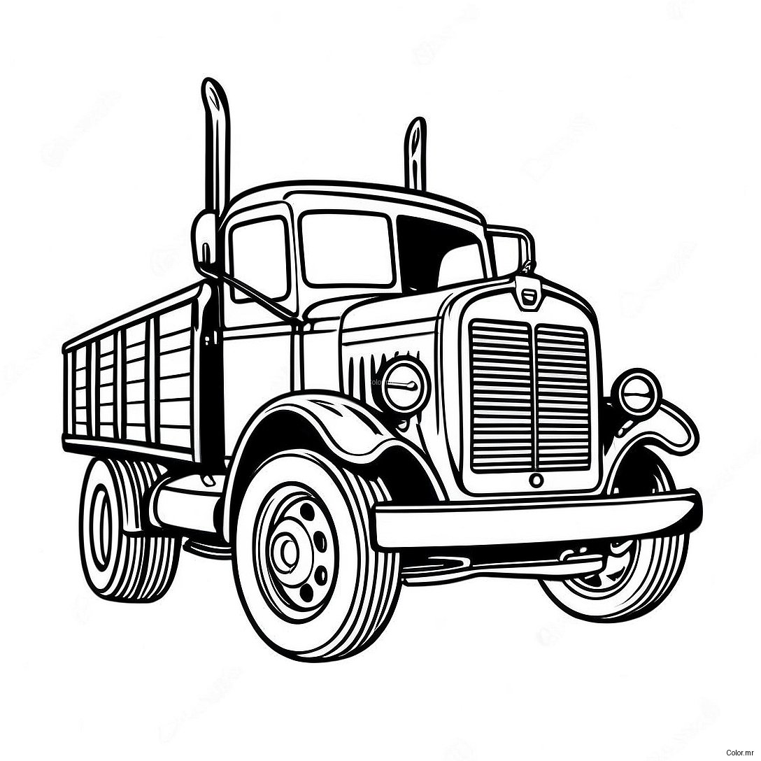 Vintage Flatbed Truck Coloring Page 48335 40166