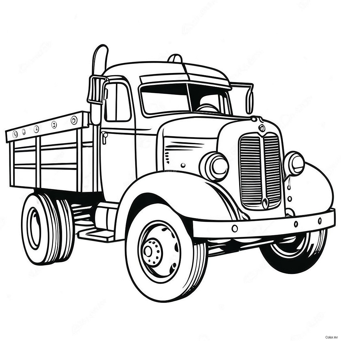 Vintage Flatbed Truck Coloring Page 48335 40167