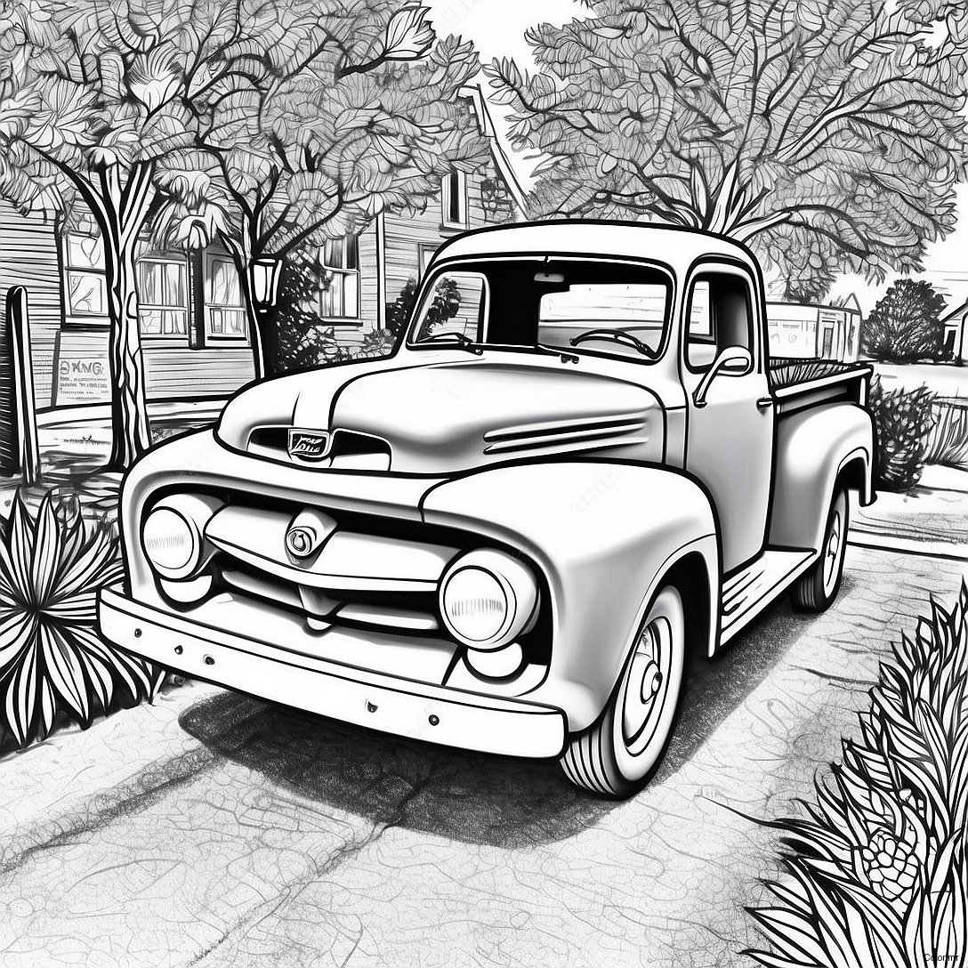 Vintage Ford Truck Coloring Page 5885 4702