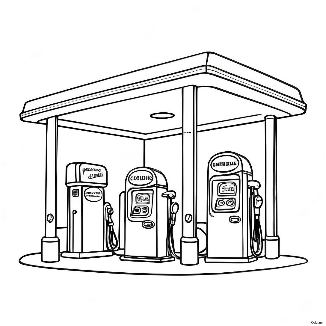 Vintage Gas Station Coloring Page 72295 59710
