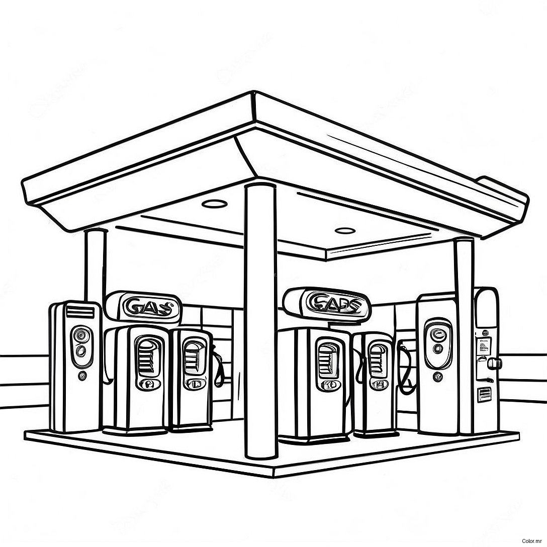 Vintage Gas Station Coloring Page 72295 59712