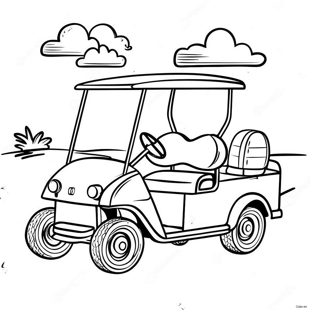 Vintage Golf Cart Driving On The Course Coloring Page 55272 45985