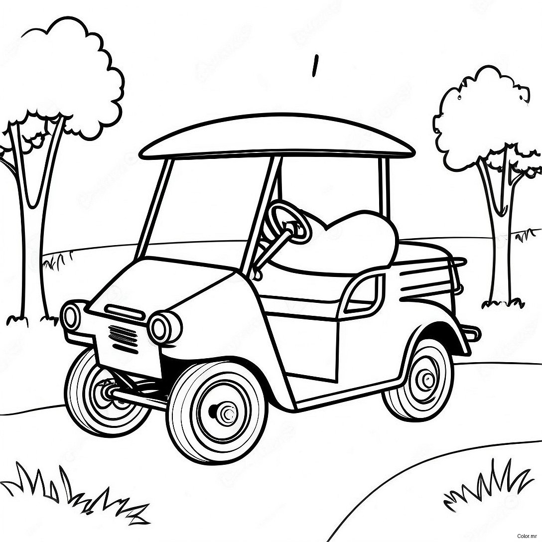 Vintage Golf Cart Driving On The Course Coloring Page 55272 45987