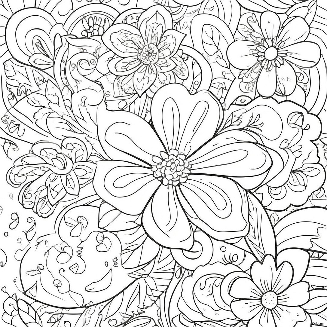 Vintage Grunge Floral Coloring Page 3891 3150