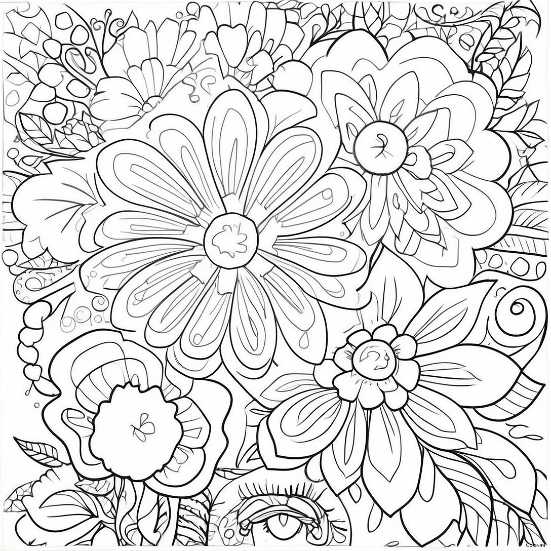 Vintage Grunge Floral Coloring Page 3891 3152