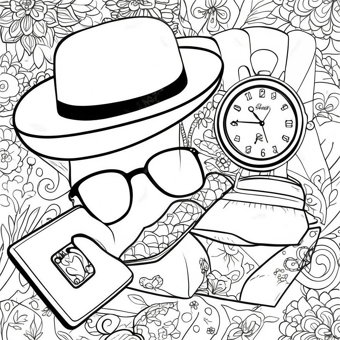 Vintage Hipster Accessories Coloring Page 33242 17469
