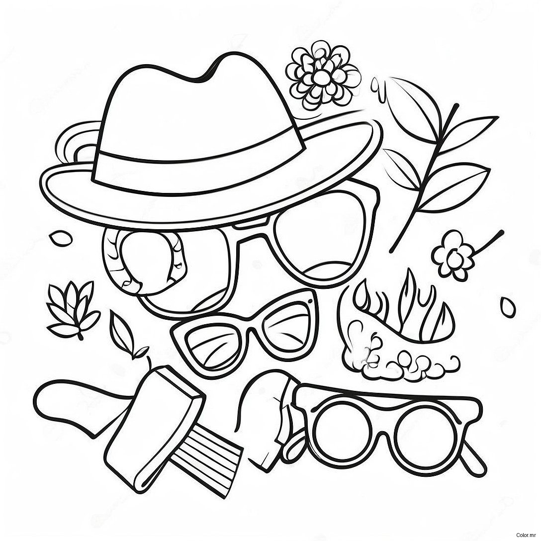 Vintage Hipster Accessories Coloring Page 33242 17472