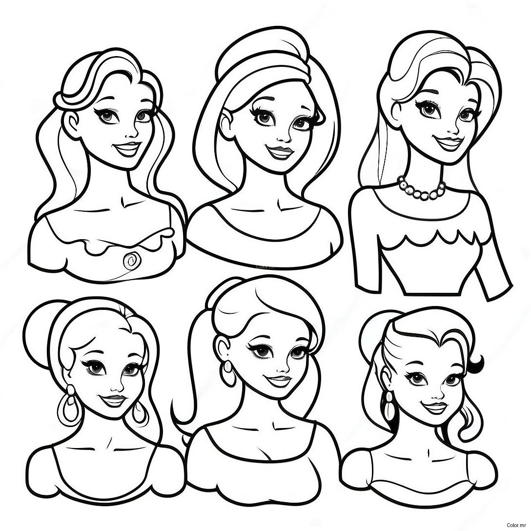 Vintage Hipster Disney Princesses Coloring Page 27143 24774