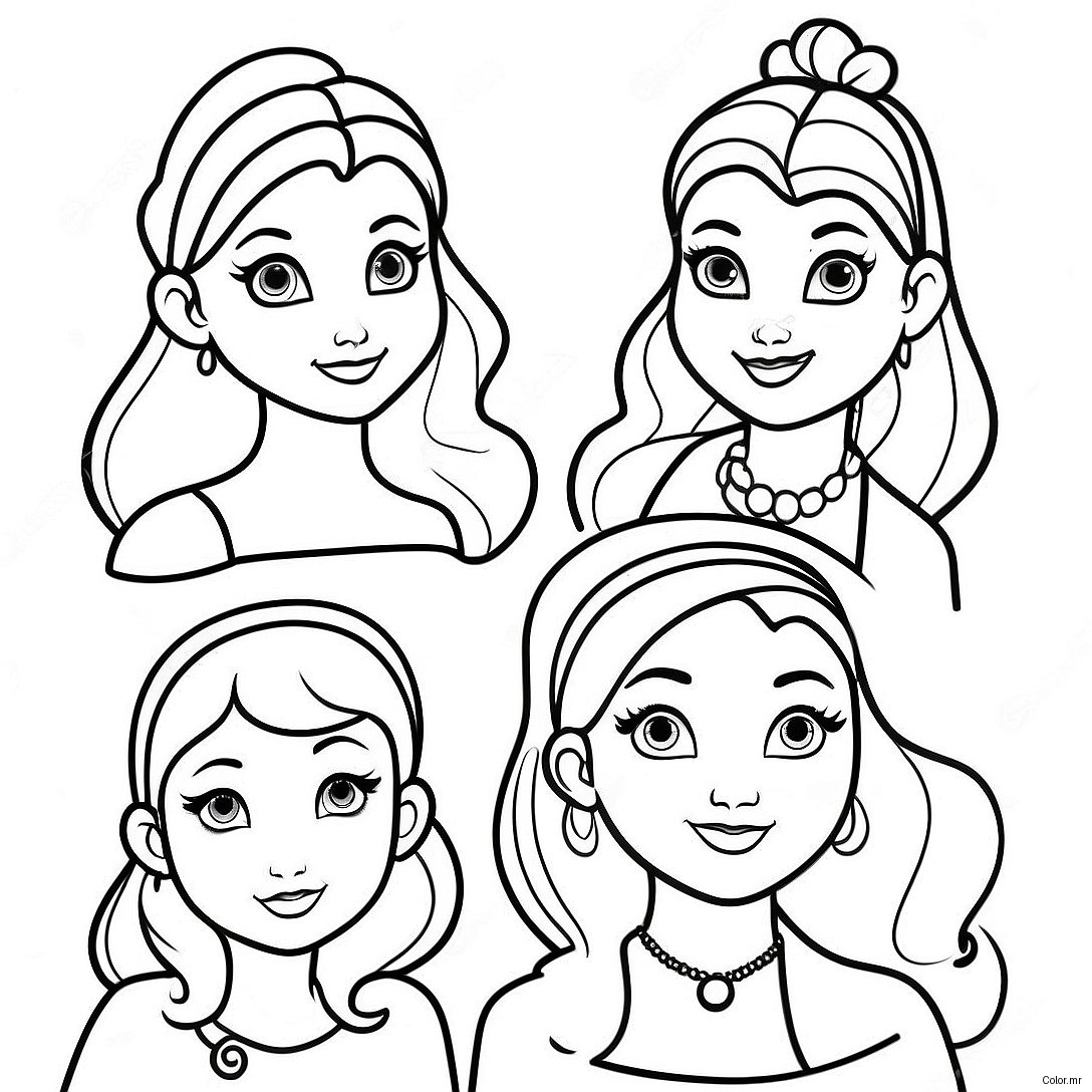 Vintage Hipster Disney Princesses Coloring Page 27143 24775