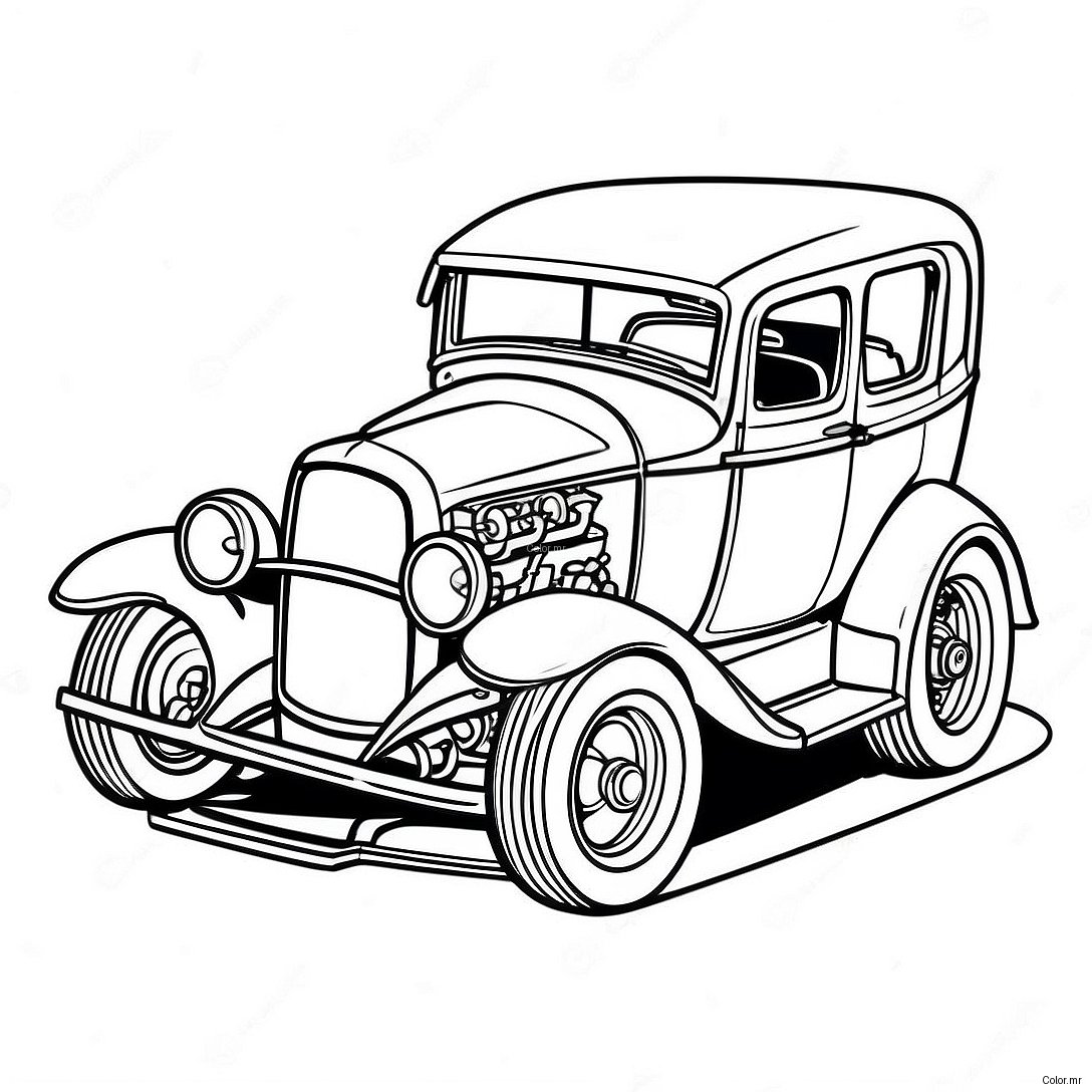 Vintage Hot Rod Coloring Page 4602 3701