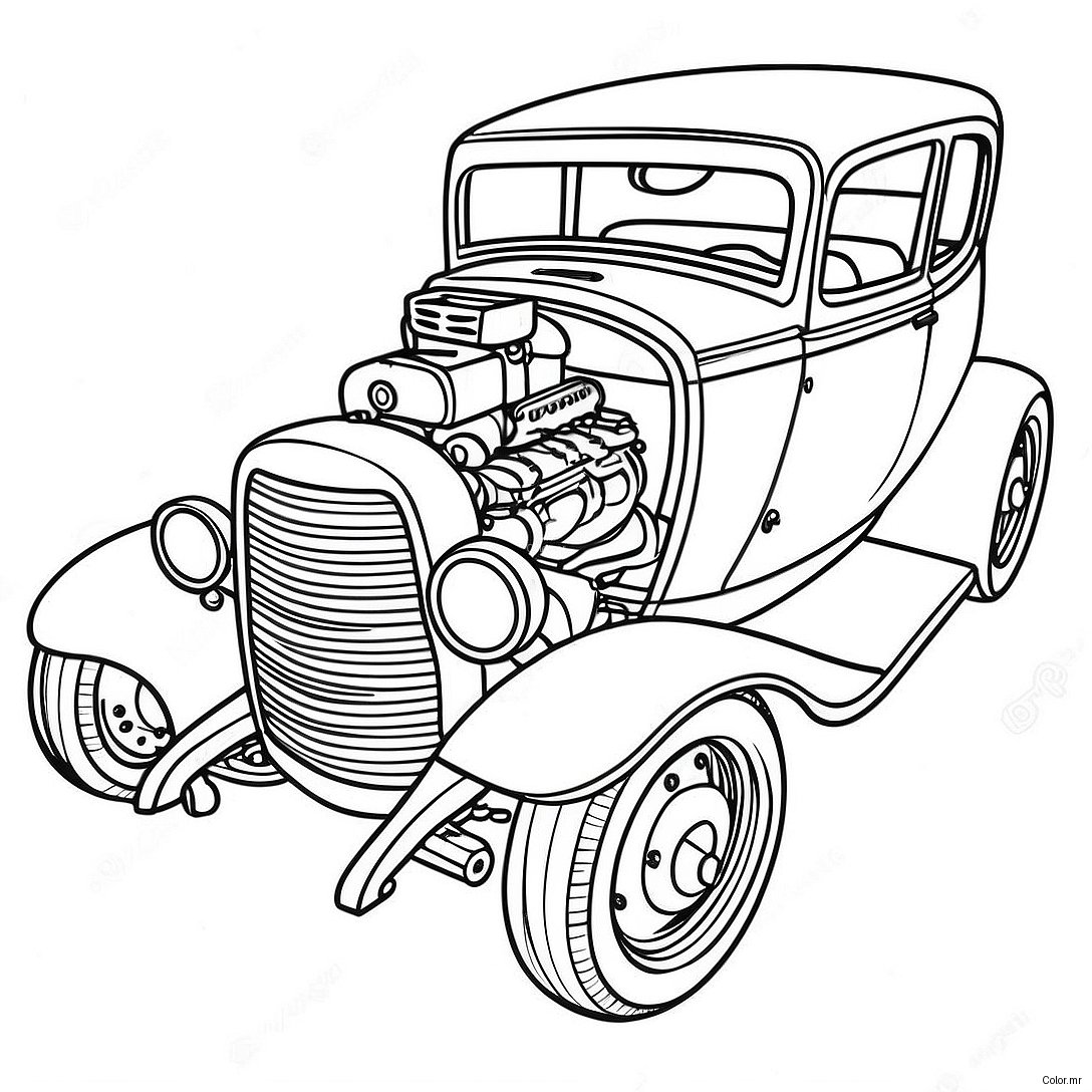 Vintage Hot Rod Coloring Page 4602 3702