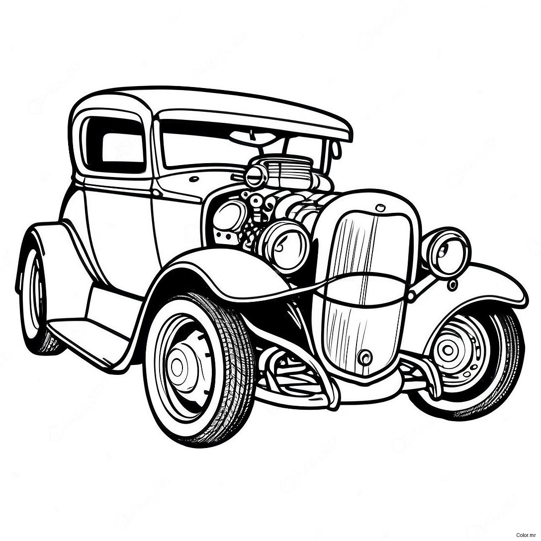 Vintage Hot Rod Coloring Page 4602 3703