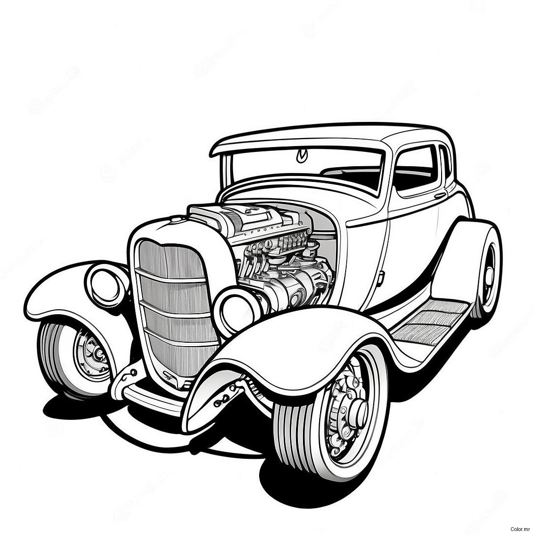 Vintage Hot Rod Coloring Page 4602 3704