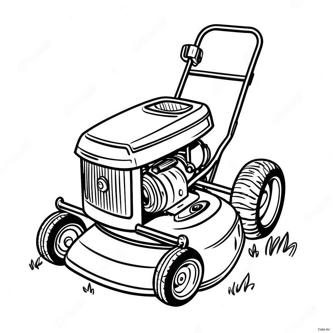 Vintage Lawn Mower Coloring Page 19279 16116