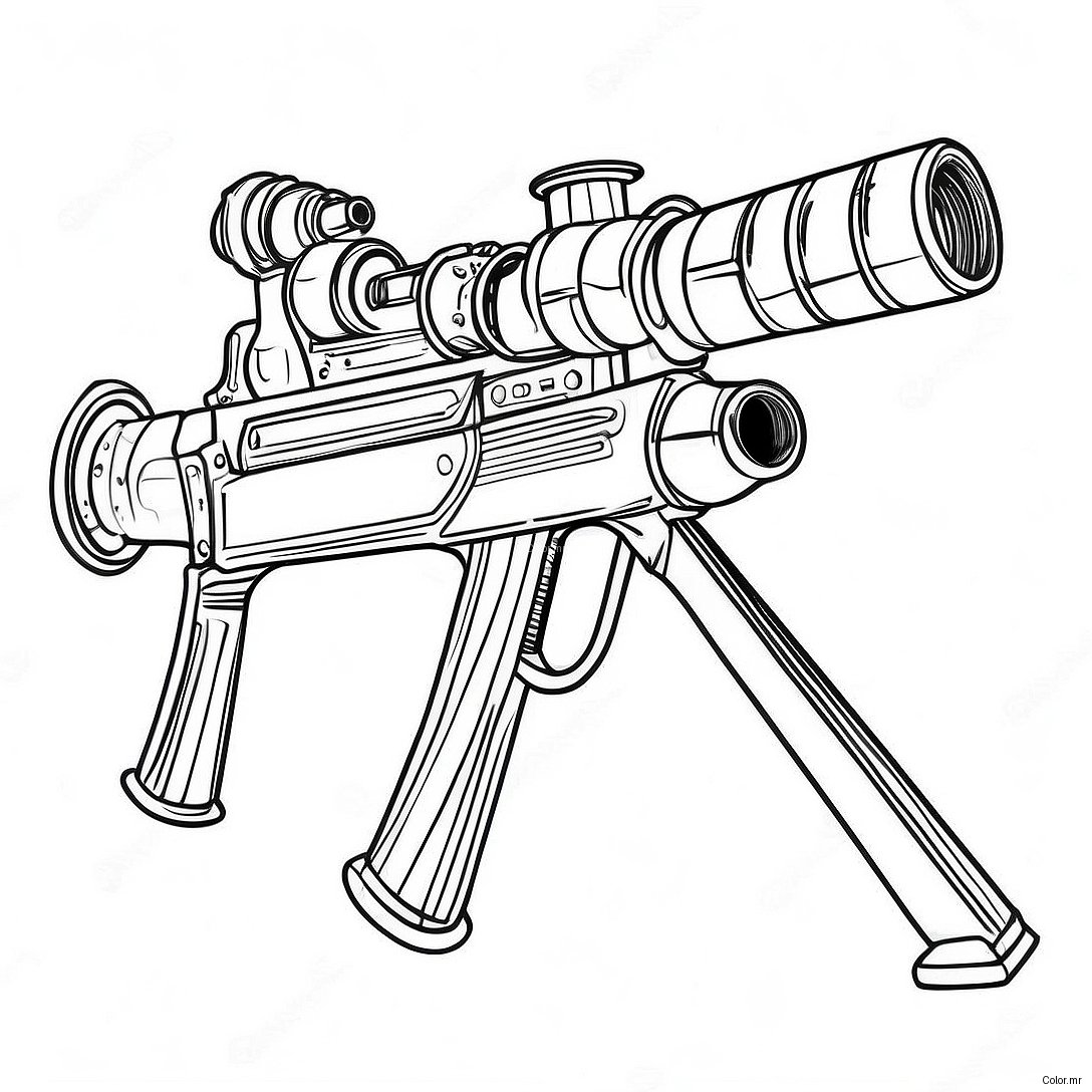 Vintage Machine Gun Coloring Page 45414 37718