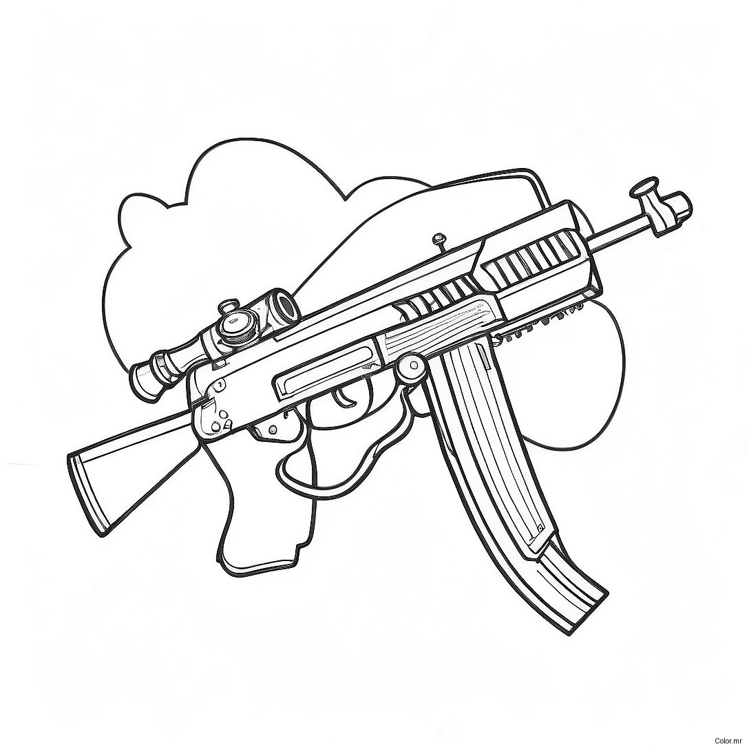 Vintage Machine Gun Coloring Page 45414 37720