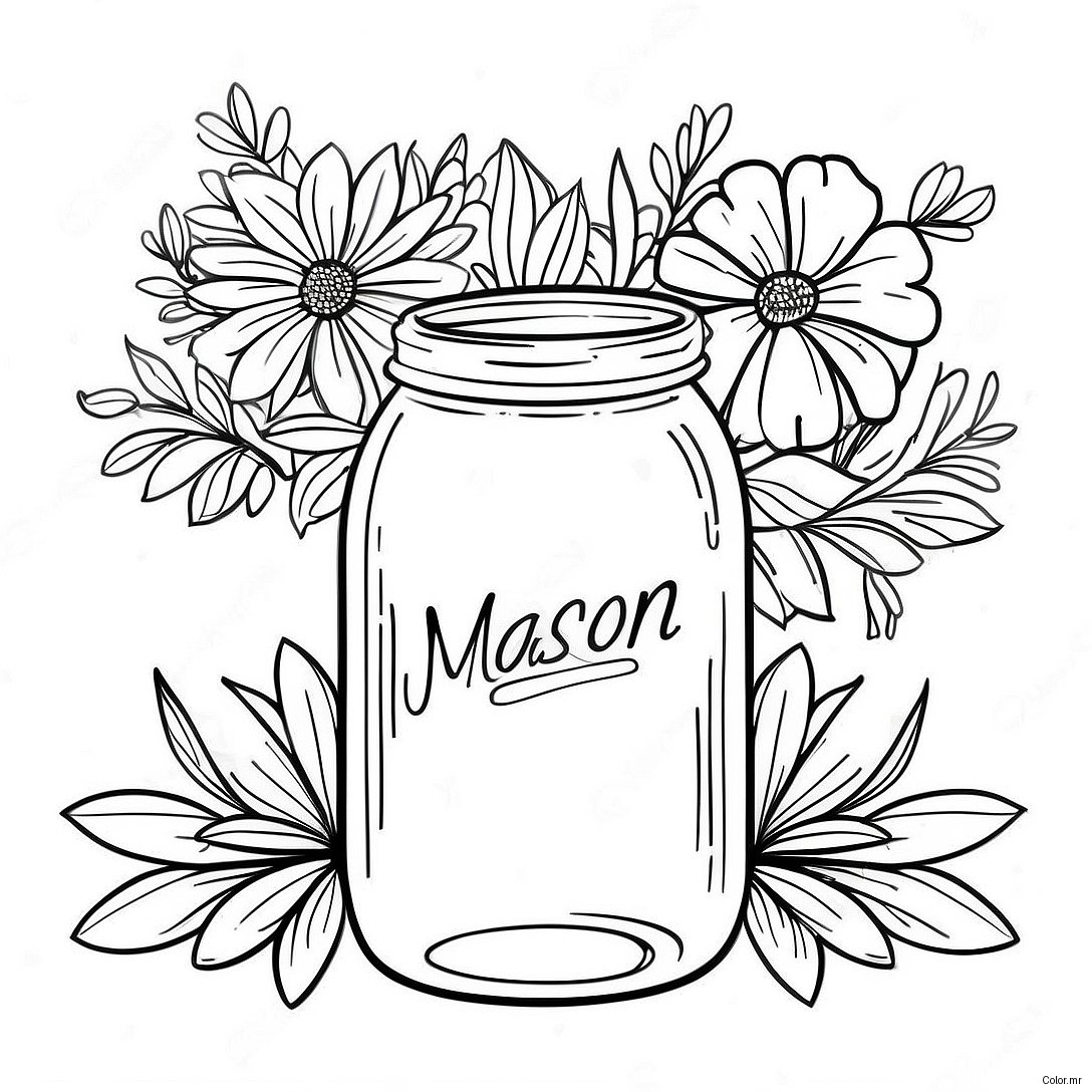Vintage Mason Jar Coloring Page 18366 15386