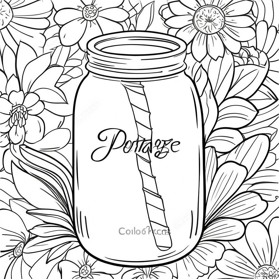 Vintage Mason Jar Coloring Page 18366 15387