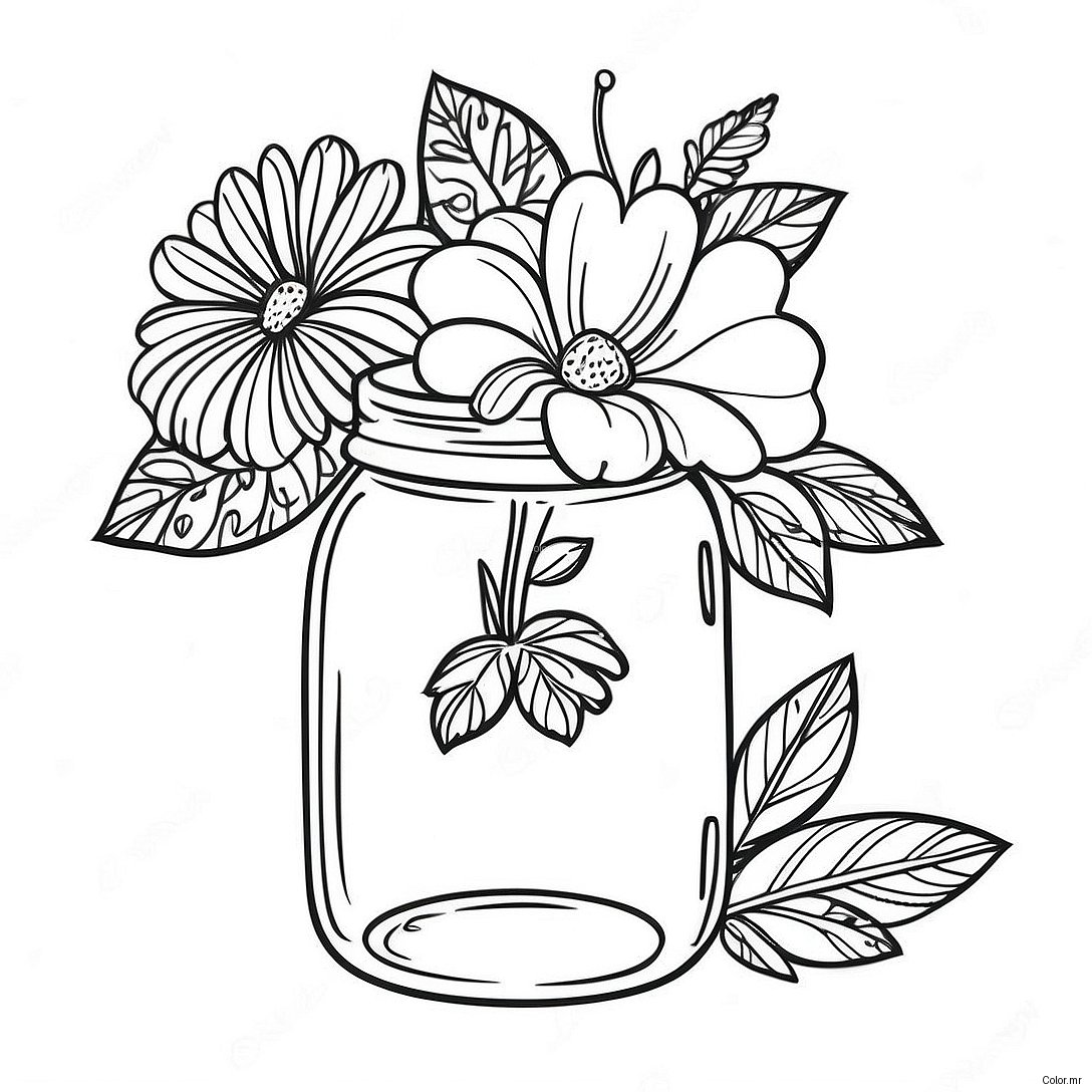 Vintage Mason Jar Coloring Page 18366 15388