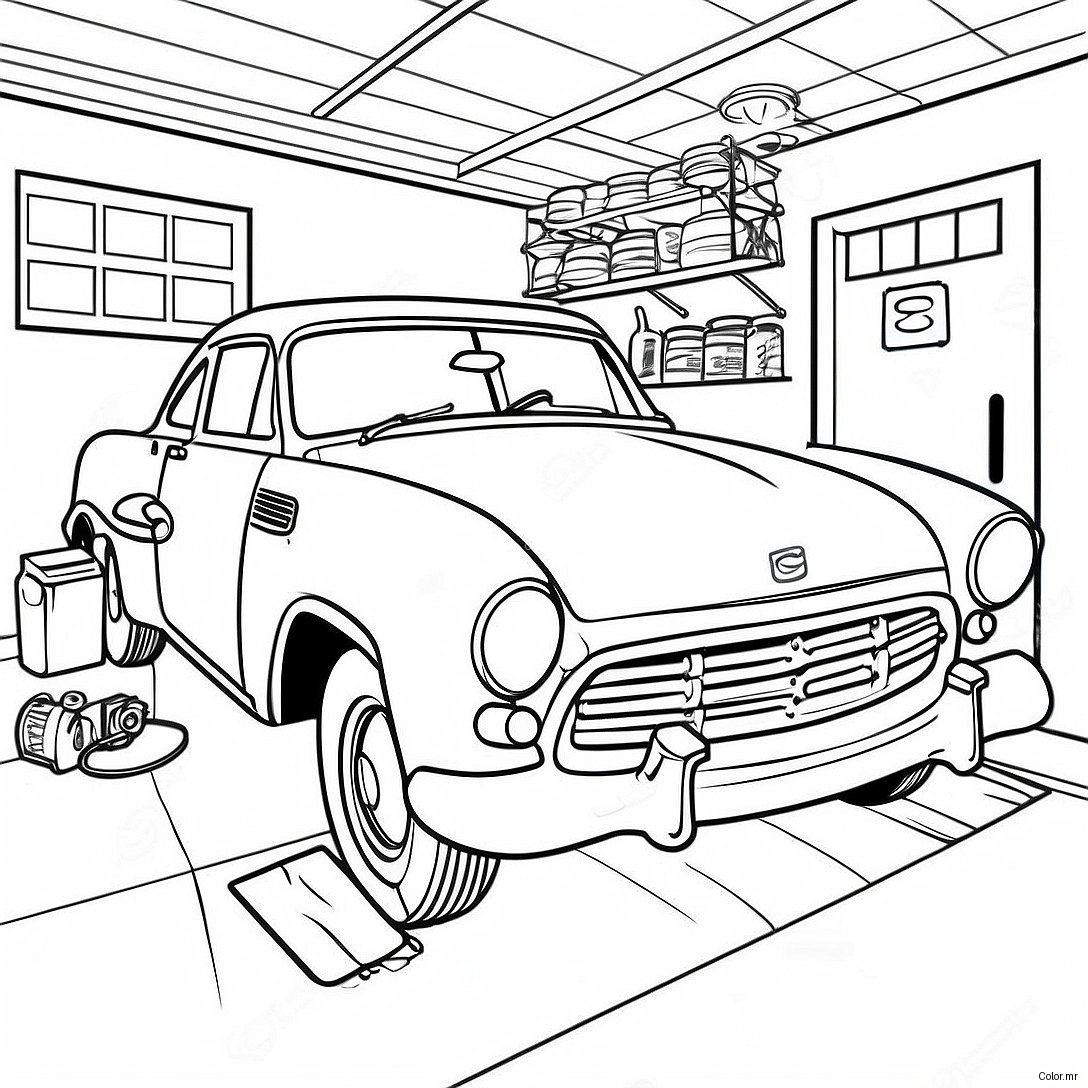 Vintage Mechanic Garage Coloring Page 49185 40849