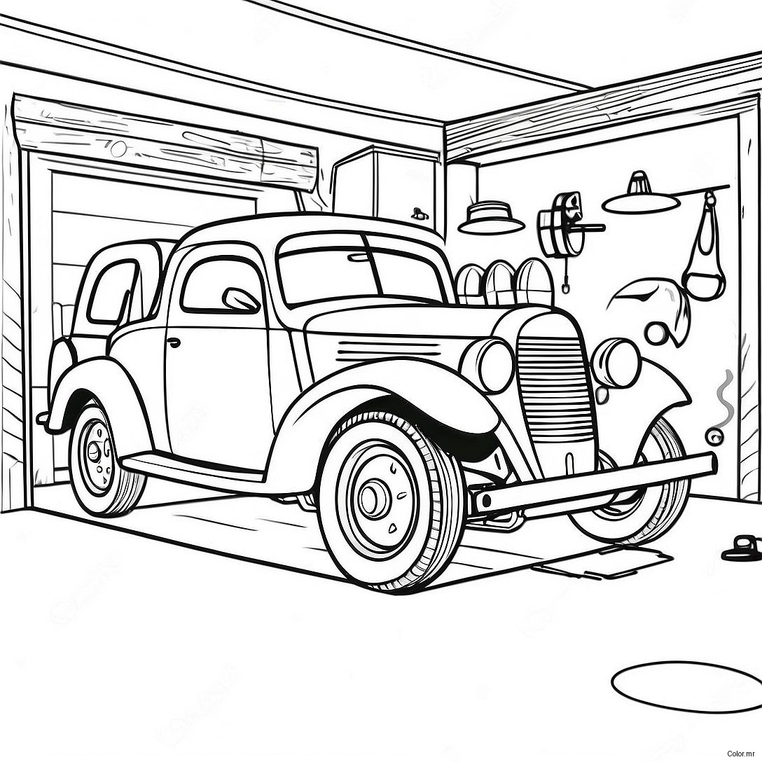 Vintage Mechanic Garage Coloring Page 49185 40850