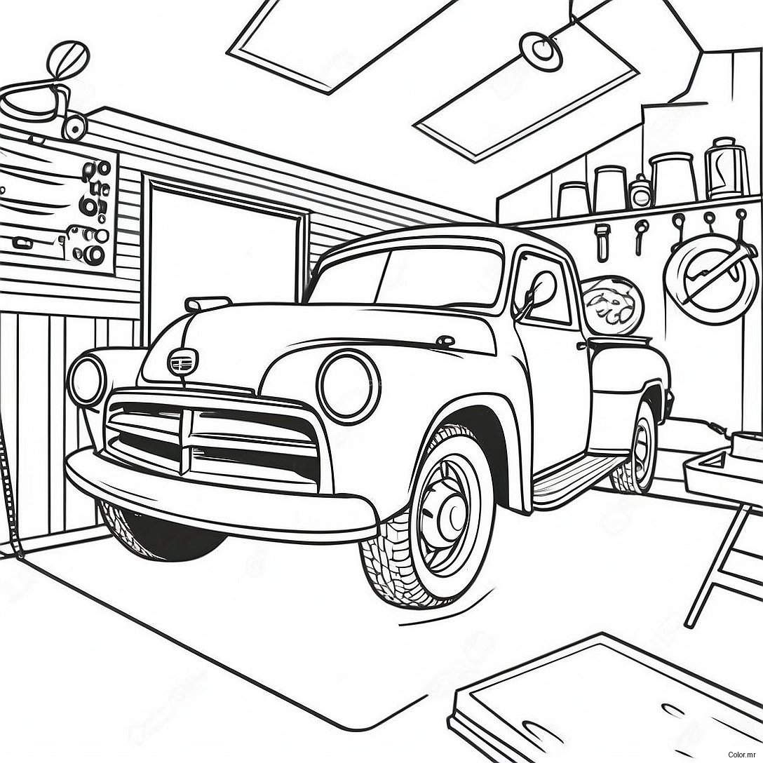 Vintage Mechanic Garage Coloring Page 49185 40851